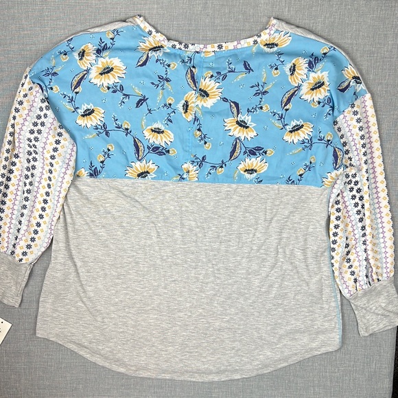 Style & Co Floral Mixed Print Long Sleeve Top Size Large - Picture 5 of 6